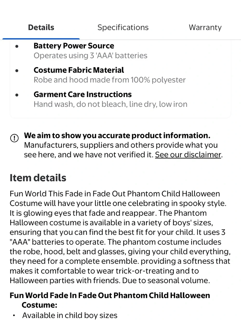 Boys' Fade In Out Phantom Black Hooded Costume
